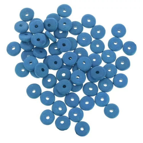 Heishi ceramic rondelle beads 6.5x2.3 mm - Azur blue mat x30