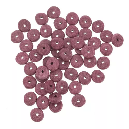 Heishi ceramic rondelle beads 6.5x2.3 mm - Prune mat x30