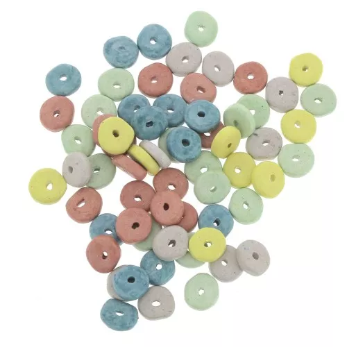 Heishi ceramic rondelle beads 6.5x2.3 mm - Pastel Multicolor mat x30