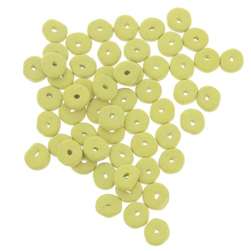 Heishi ceramic rondelle beads 6.5x2.3 mm - Lemon yellow mat x30