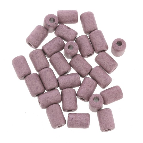 6.8x10mm Heishi style ceramic tube beads - Mauve mat x10