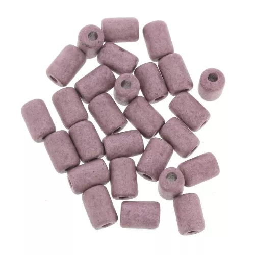 6.8x10mm Heishi style ceramic tube beads - Mauve mat x10