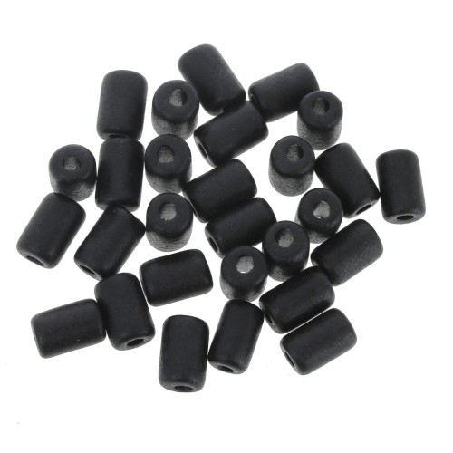 6.8x10mm Heishi style ceramic tube beads - Black mat x10