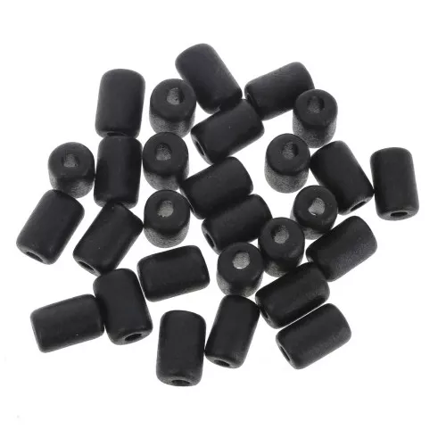 6.8x10mm Heishi style ceramic tube beads - Black mat x10