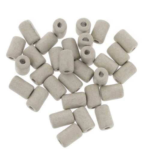 6.8x10mm Heishi style ceramic tube beads - Light Brown mat x10