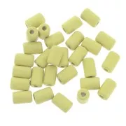 6.8x10mm Heishi style ceramic tube beads - Lemon Yellow mat x10