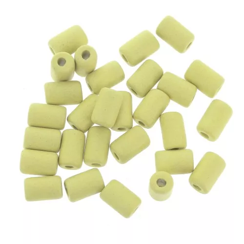 6.8x10mm Heishi style ceramic tube beads - Lemon Yellow mat x10