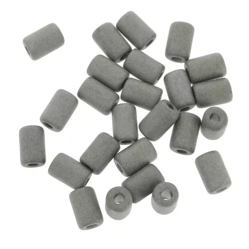 6.8x10mm Heishi style ceramic tube beads - Dark Grey mat x10