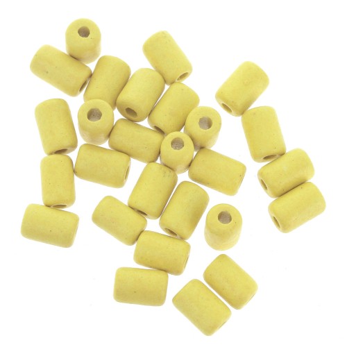 6.8x10mm Heishi style ceramic tube beads - Yellow mat x10