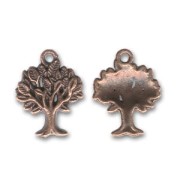 Tree charm 21mm Old copper tone x1