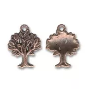 Tree charm 21mm Old copper tone x1
