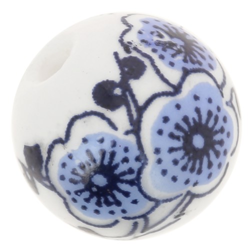 Ceramics rounds 12mm White/Light Blue x5