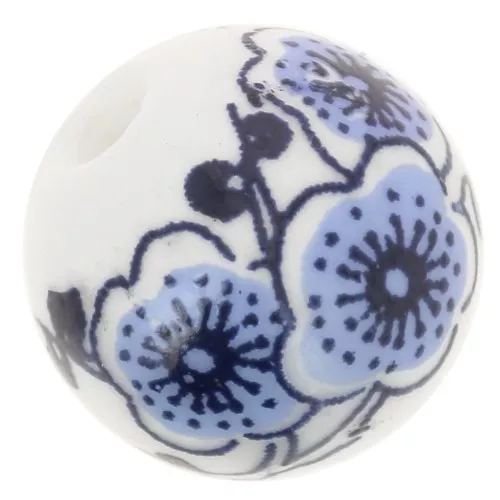 Ceramics rounds 12mm White/Light Blue x5