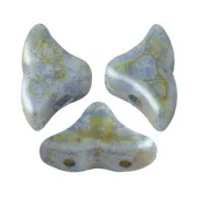6x10mm Glass beads Hélios® by Puca® - Opaque Green Turquoise Spotted x10g