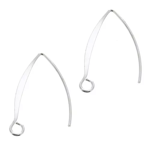 24mm Earwires to decorate - Silver Tone x2