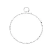 24x20mm 925 Sterling Silver Round diamond effect pendant x1