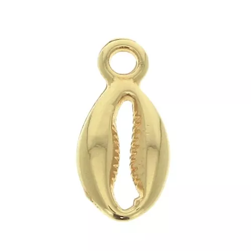 13x6mm Zamac cauri shell charm - fine Gold plated x1