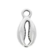 13x6mm Zamac cauri shell charm - Antique Silver Plating x1