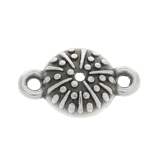 16x10mm 2-ring Zamac sea urchin spacer - Antique Silver Plating x1