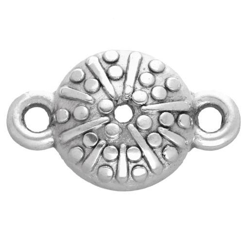 16x10mm 2-ring Zamac sea urchin spacer - Antique Silver Plating x1
