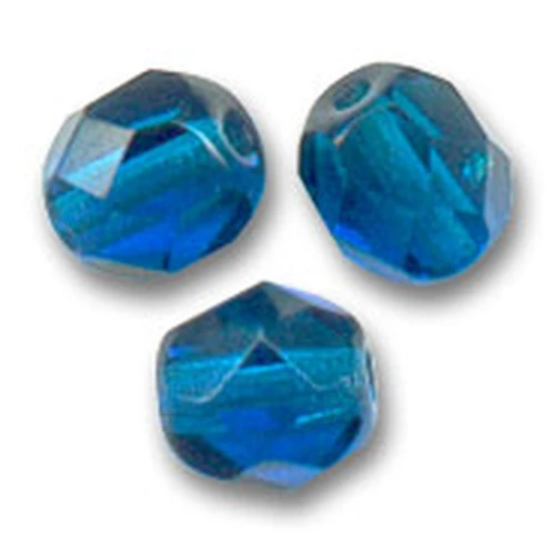 Fire Polished faceted round beads 6mm Capri Blue  x25