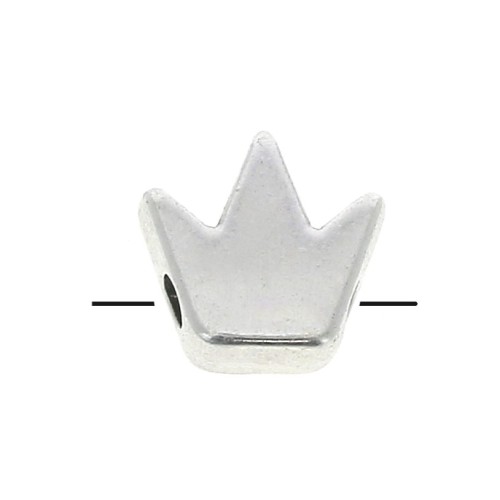 8mm Zamac crown bead - Antique Silver Plating x1