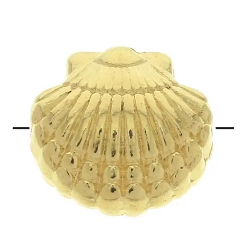 11.5mm Zamac seashell bead - fine Gold plated x1