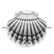 11.5mm Zamac seashell bead - Antique Silver Plating x1