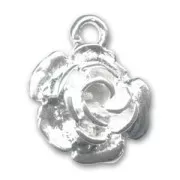 Rose charm 19mm Silver tone x1