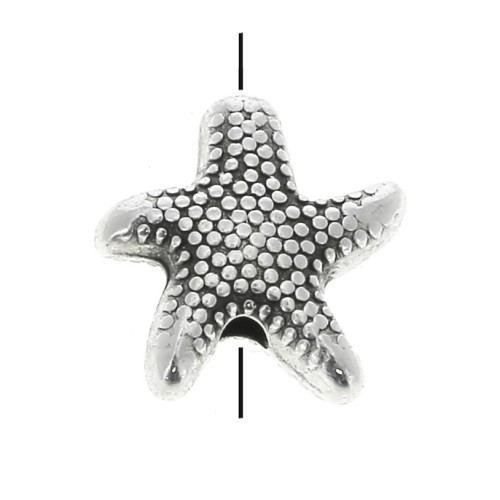 10mm Zamac starfish bead - Antique Silver Plating x1