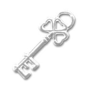 Key charm 20mm Silver tone x1