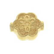 10x8mm Zamac worked bead flower pattern - fine Gold plated x1