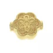 10x8mm Zamac worked bead flower pattern - fine Gold plated x1