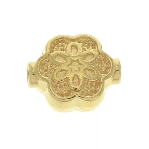 10x8mm Zamac worked bead flower pattern - fine Gold plated x1