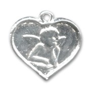 Angel Heart charm 15x16mm Silver tone x1|raw }}
