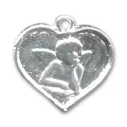 Angel Heart charm 15x16mm Silver tone x1