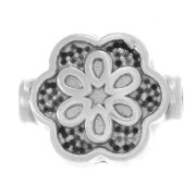 10x8mm Zamac worked bead flower pattern - Antique Silver Plating x1|raw }}