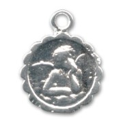 Angel rounded charm 17mm Silver tone x1