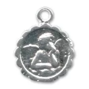 Angel rounded charm 17mm Silver tone x1