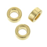 7x3mm Brass Heishi rondelle bead - flat disc with large hole - fine Gold plated x1|raw }}