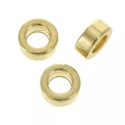 7x3mm Brass Heishi rondelle bead - flat disc with large hole - fine Gold plated x1