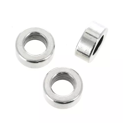 7x3mm Brass Heishi rondelle bead flat disc with large hole Antique Silver Plating