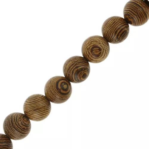 10mm Round wooden beads - Dark brown x10