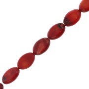 13x8.5mm flattened irregular imitation coral oval beads in Bamboo - Red x1