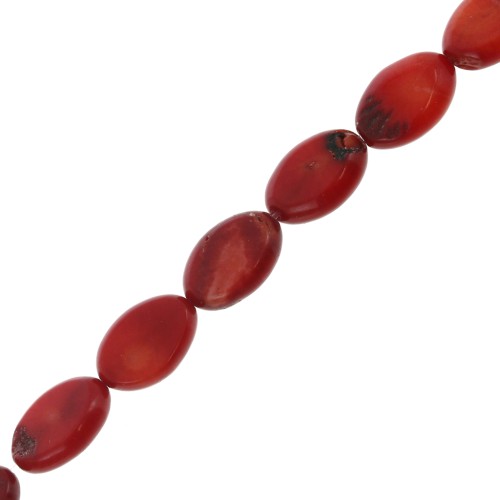 13x8.5mm flattened irregular imitation coral oval beads in Bamboo - Red x1