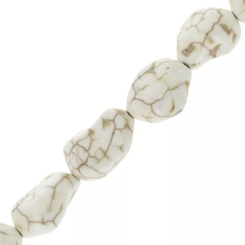 15mm Irregular Tinted Howlite Bead - Cream x1