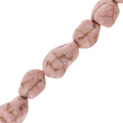 15mm Irregular Tinted Howlite Bead - Light Pink x1