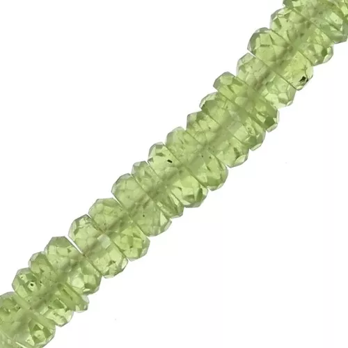 Heishi beads faceted rondelles - gemstone 5x2 mm - Peridot x20