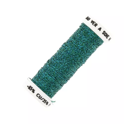 Au ver à soie Metallic braided embroidery thread 4 - Turquoise (029) x10m