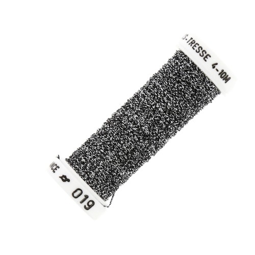 Au ver à soie Metallic braided embroidery thread 4 - Silver Black (019) x10m